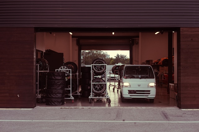 Vehicle loaded onto an auto transporter